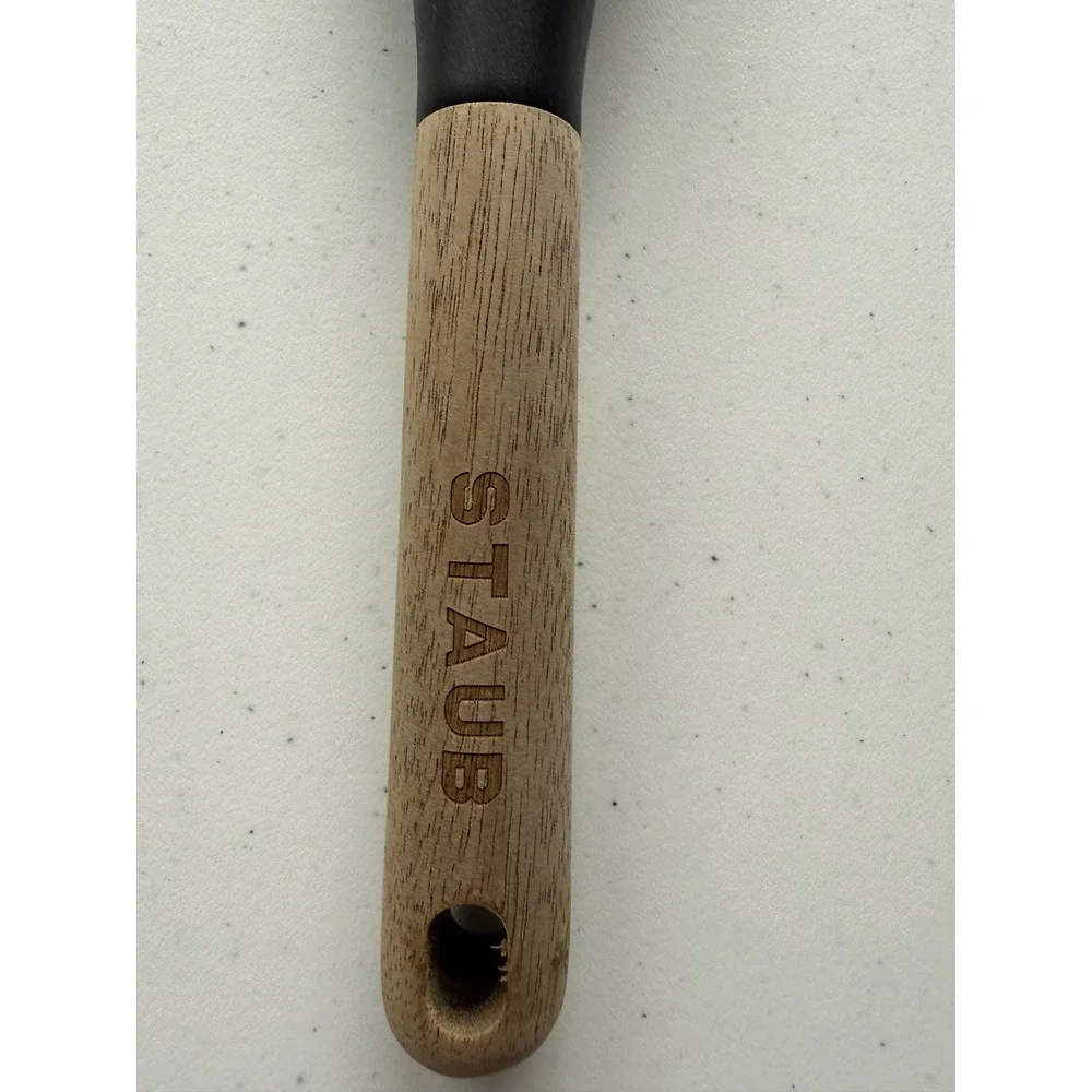 Staub Silicone Multi-function Spoon Spatula Acacia Wood Handle Black Ergonomic